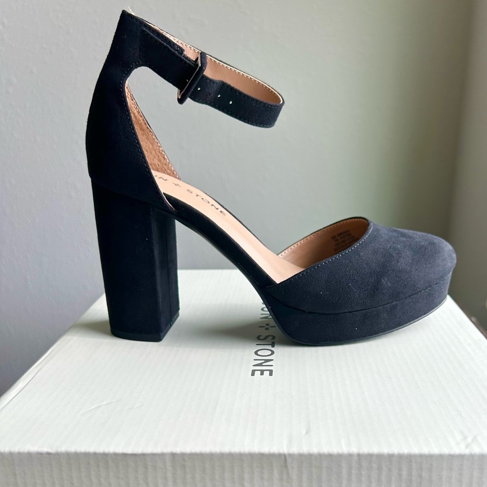 Sun + Stone Women's Black Block Heels